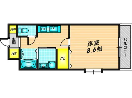 パトラY(1K/3階)の間取り写真