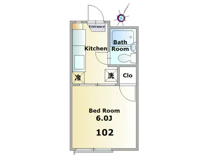 フラワーハイツ(1K/1階)の間取り写真