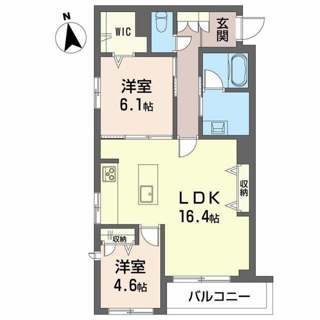 レゾンクレール(2LDK/2階)の間取り写真