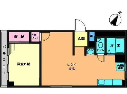 神中ビル(1LDK/6階)の間取り写真