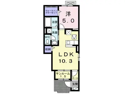 アルモニーC(1LDK/1階)の間取り写真