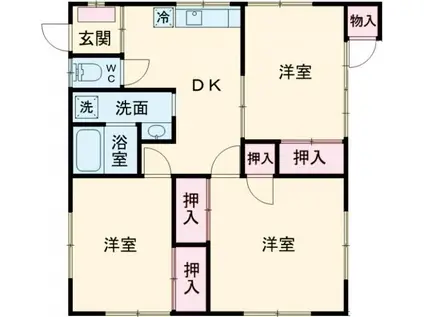 レジデンスいぶき(3DK/1階)の間取り写真