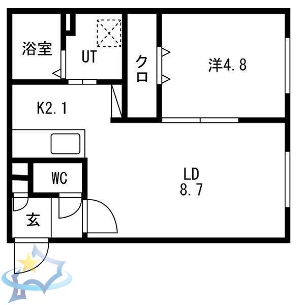 PROGRACE S19(1LDK/3階)の間取り写真