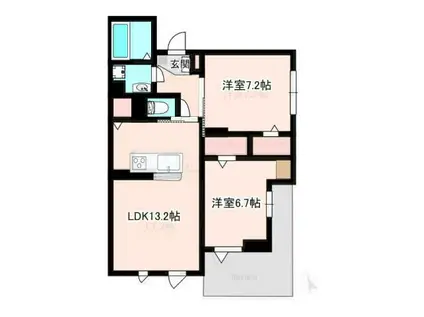 ALIVIO(2LDK/1階)の間取り写真