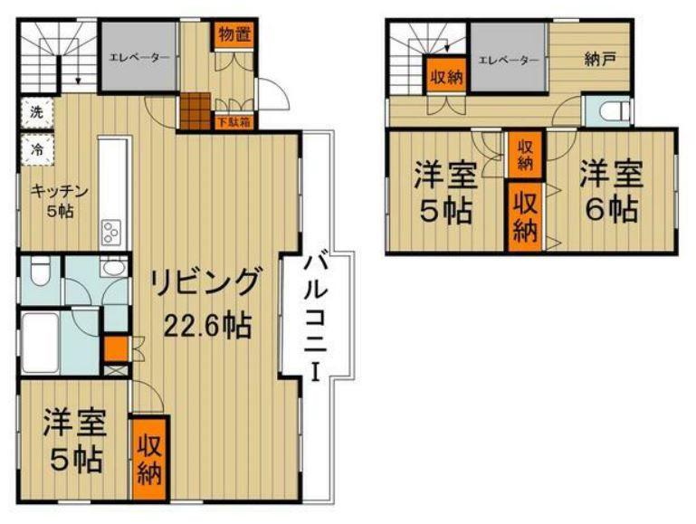 ラクセリア武蔵野中町(3LDK/2階)の間取り写真