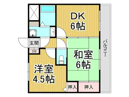 サンパティーク(2DK/3階)の間取り写真