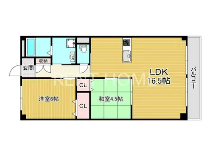 第5コーポ平野(2LDK/4階)の間取り写真