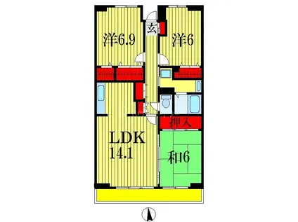 ラ・カーサ中山(3LDK/6階)の間取り写真