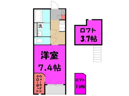 フレール2(1K/1階)の間取り写真
