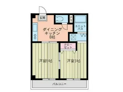 ジェイハイム麻溝台(2DK/2階)の間取り写真