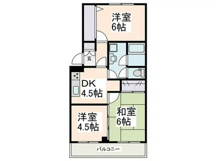 グリーンヒル藤が丘C(3DK/5階)の間取り写真