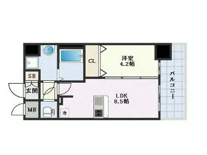 プレサンス南堀江ザ・センス(1LDK/13階)の間取り写真