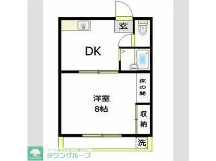 桜マンション(1DK/3階)の間取り写真