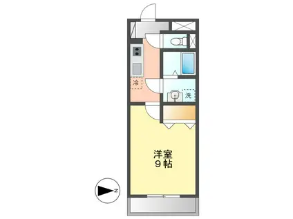 シーズンコート二ツ杁(1K/1階)の間取り写真