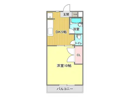 ハイライズ細島II(1DK/4階)の間取り写真