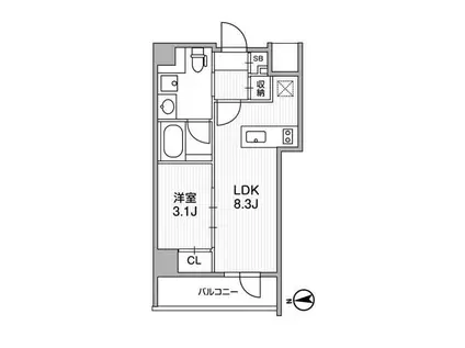 ライトハウス中馬込(1LDK/7階)の間取り写真