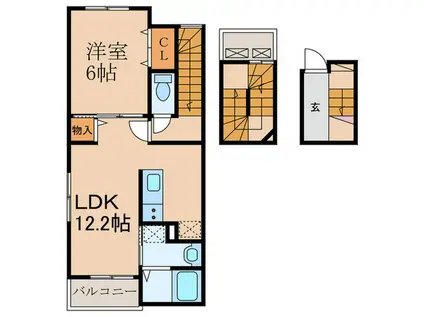 サウスウィンドII(1LDK/3階)の間取り写真