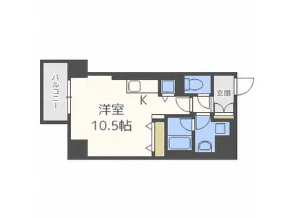 バロンドール(ワンルーム/13階)の間取り写真