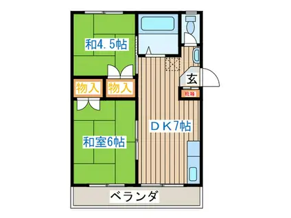 コーポ山田(2DK/2階)の間取り写真