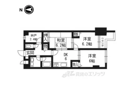 ライオンズマンション二条城東(3DK/10階)の間取り写真