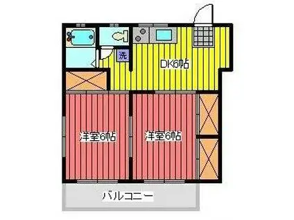 ツカサハイツ(2DK/3階)の間取り写真