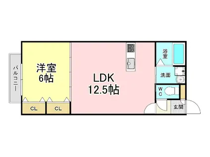 MOON赤坂A棟(1LDK/1階)の間取り写真