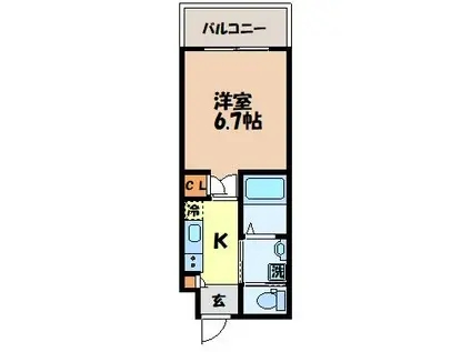 SGB浜町(1K/13階)の間取り写真