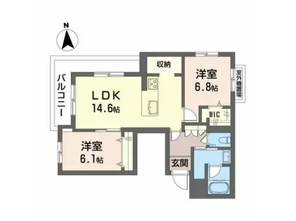 グランドパレス田迎小前(2LDK/2階)の間取り写真