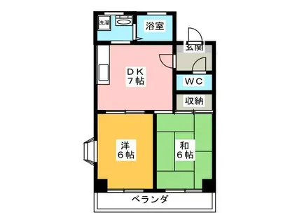 プチメゾントシ(2DK/2階)の間取り写真