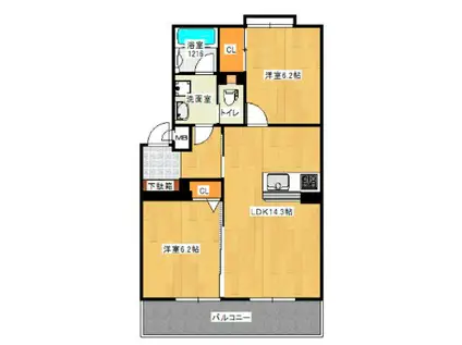 三宅中央ビル(2LDK/3階)の間取り写真