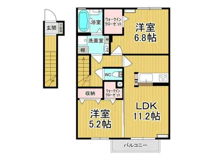 ミルクロス(2LDK/2階)の間取り写真