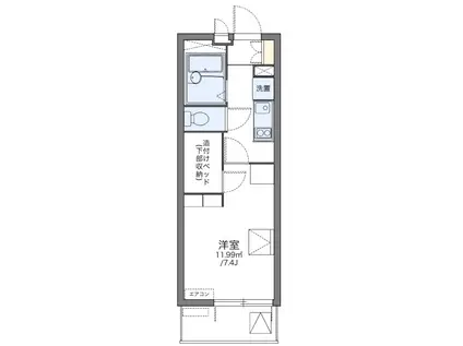 レインボーステイツ(1K/1階)の間取り写真