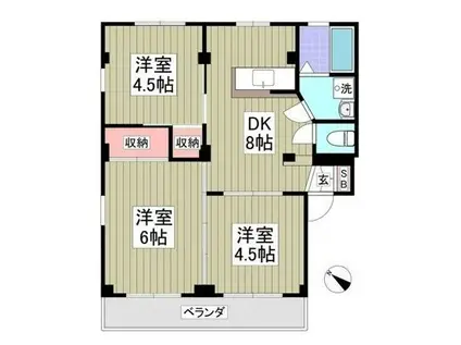 クオリティ所沢(3DK/3階)の間取り写真