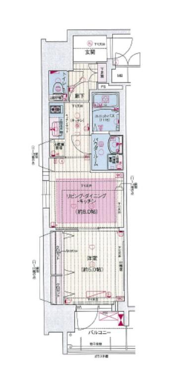 プレサンス心斎橋ニスト(1LDK/4階)の間取り写真