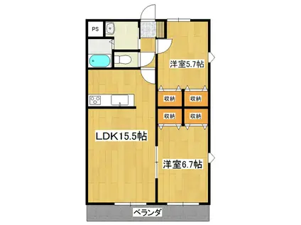 メソングランディール(2LDK/1階)の間取り写真