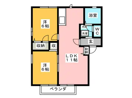モンシャトーF(2LDK/1階)の間取り写真