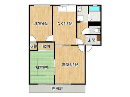 ジャルダンソレールE(3DK/2階)の間取り写真