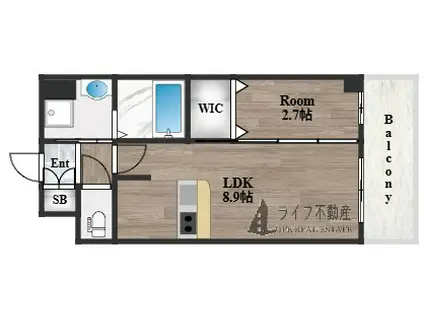 ファステート東大阪バレーナ(1LDK/13階)の間取り写真