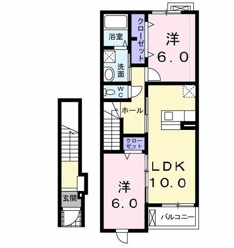 メゾンド・エクセル II(2LDK/2階)の間取り写真
