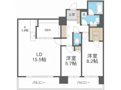 プレミスト円山表参道(2SLDK/14階)の間取り写真