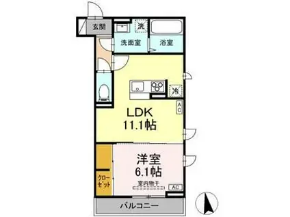 トータス(1LDK/2階)の間取り写真