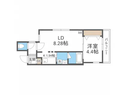 コアイズム(1LDK/4階)の間取り写真