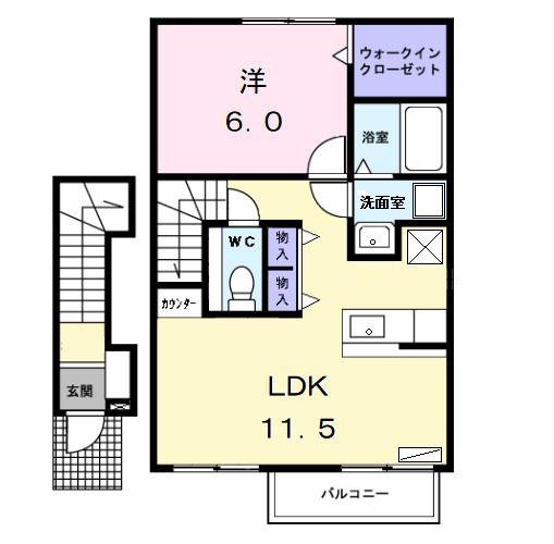 NOVA(1LDK/2階)の間取り写真