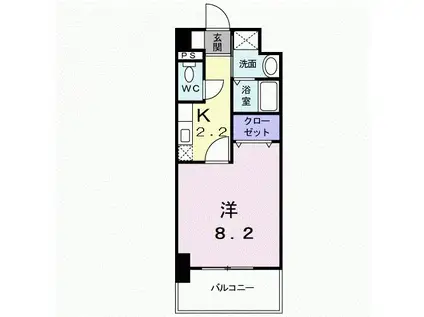 クラロ・アルドール(1K/2階)の間取り写真