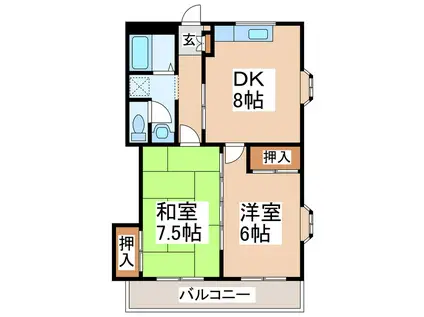 オレンジウッド(2DK/3階)の間取り写真