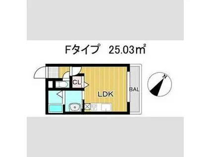 オーガスタ チトセ(1DK/2階)の間取り写真