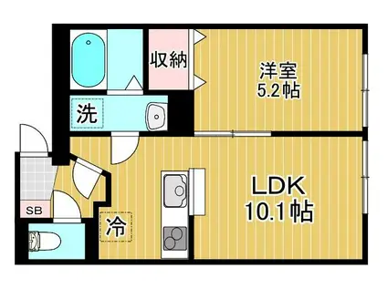 MONREVEII(1LDK/4階)の間取り写真