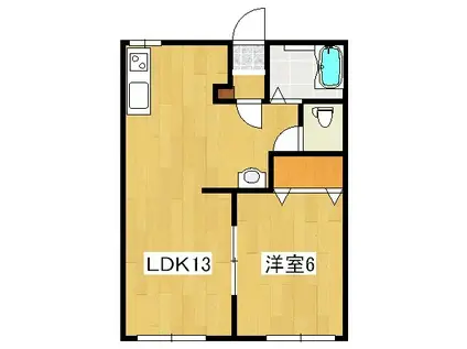 ヴィラリエゾンC(1LDK/2階)の間取り写真