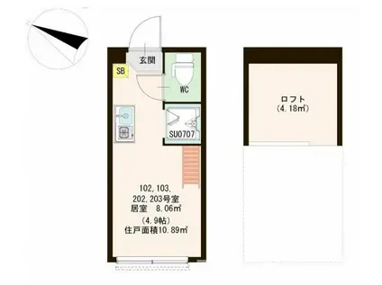 FIORE II(ワンルーム/1階)の間取り写真