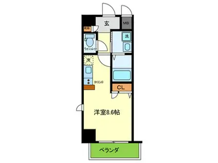 オンリーワン灘南通(ワンルーム/8階)の間取り写真